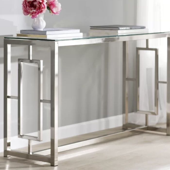 Glass Top Console Table