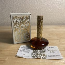 Vintage NIB Avon Bird of Paradise Perfume Oil Glass Bottle Gold Top