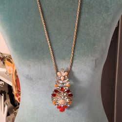 Rhinestone Pendant Long Necklace 