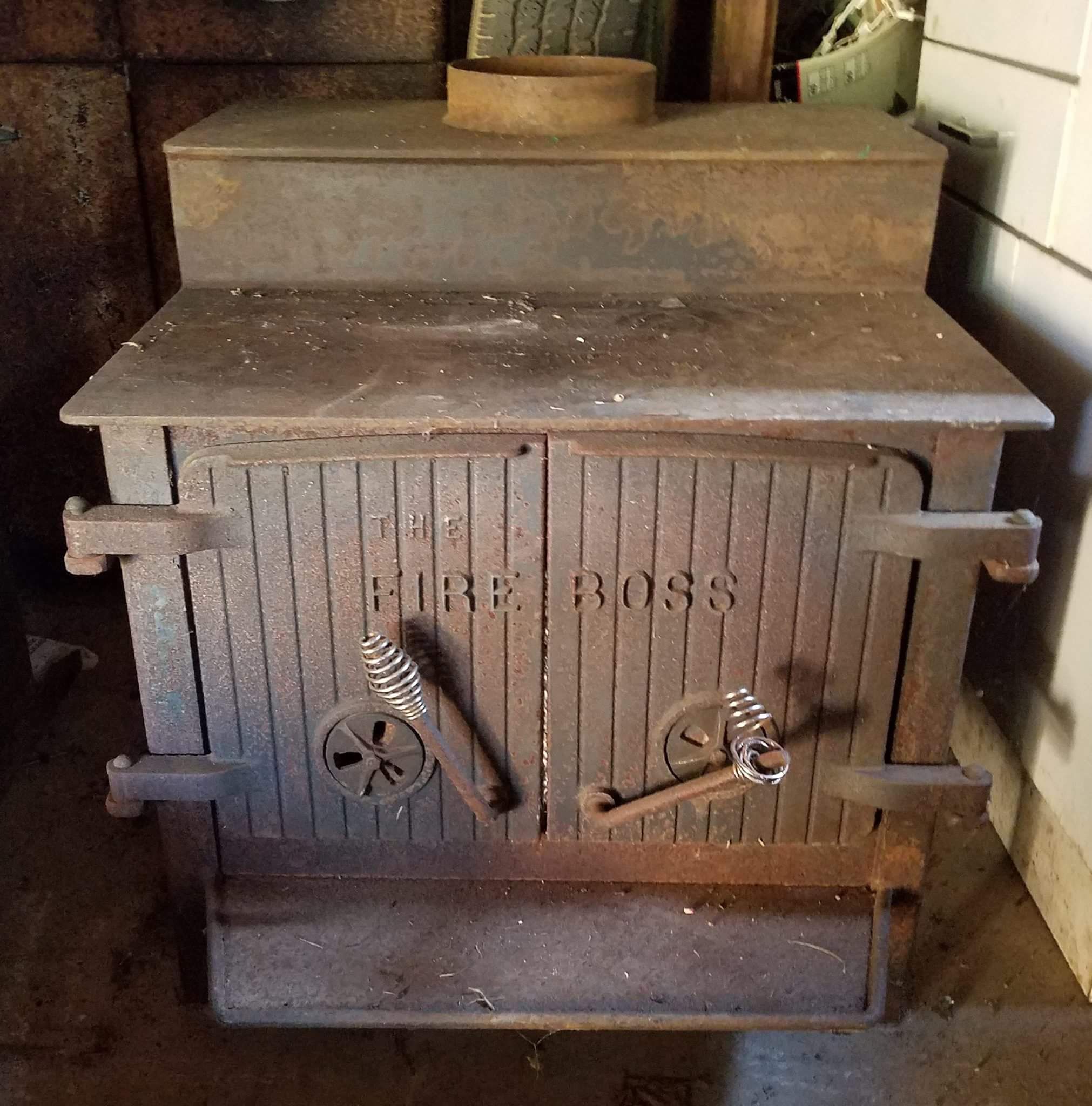 Old Cast Iron Fire Boss Wood Stove