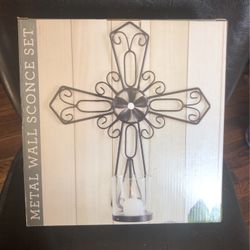 Hang Wall Cross With Candle  Holder