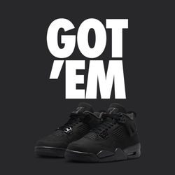 Air Jordan 4 Retro GS 'Black Cat' × 1 5Y