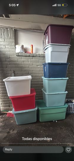 Sterilite stackable plastic storage totes in various colors l
