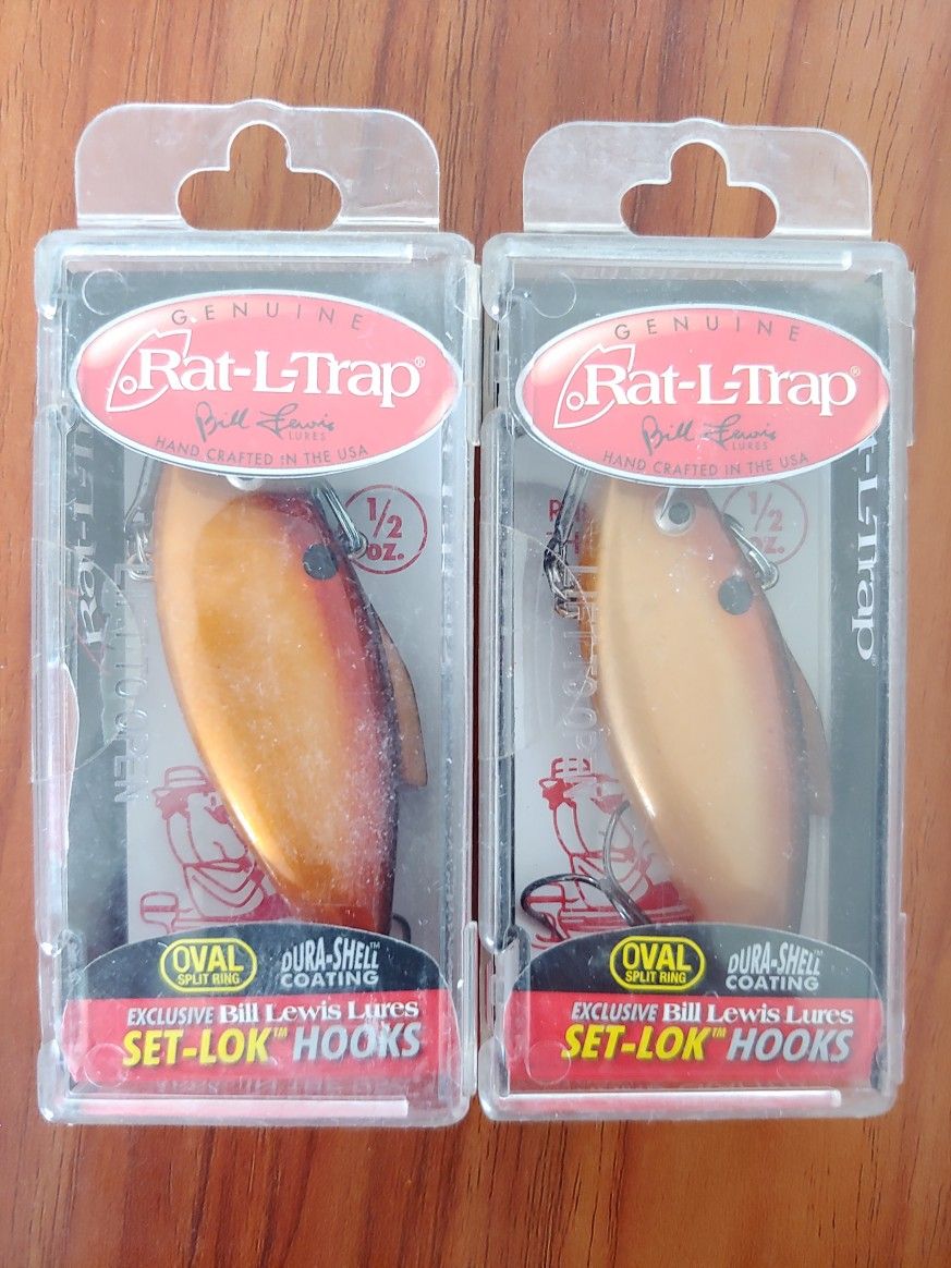 2 Packs Bill Lewis Lures Rat-L-Trap Fishing Lures - Size: 1/2 oz - Color: Punkinseed - RT-114 - NOS - Discontinued
