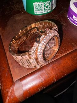 Rose Gold Iced Out Crystal Watch