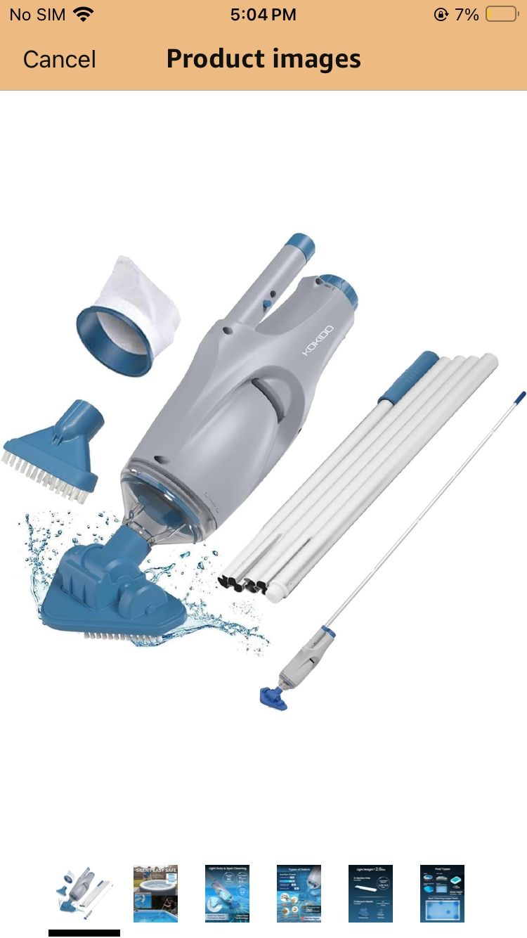 KOKIDO Rechargeable Handheld Pool Spa Hot Tub Vacuum Cordless.