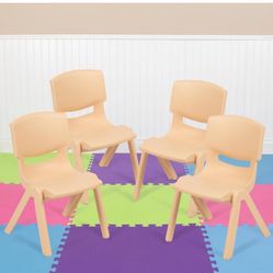 4-Pack Natural Plastic Stackable School Chair with 10.5 in. Seat Height