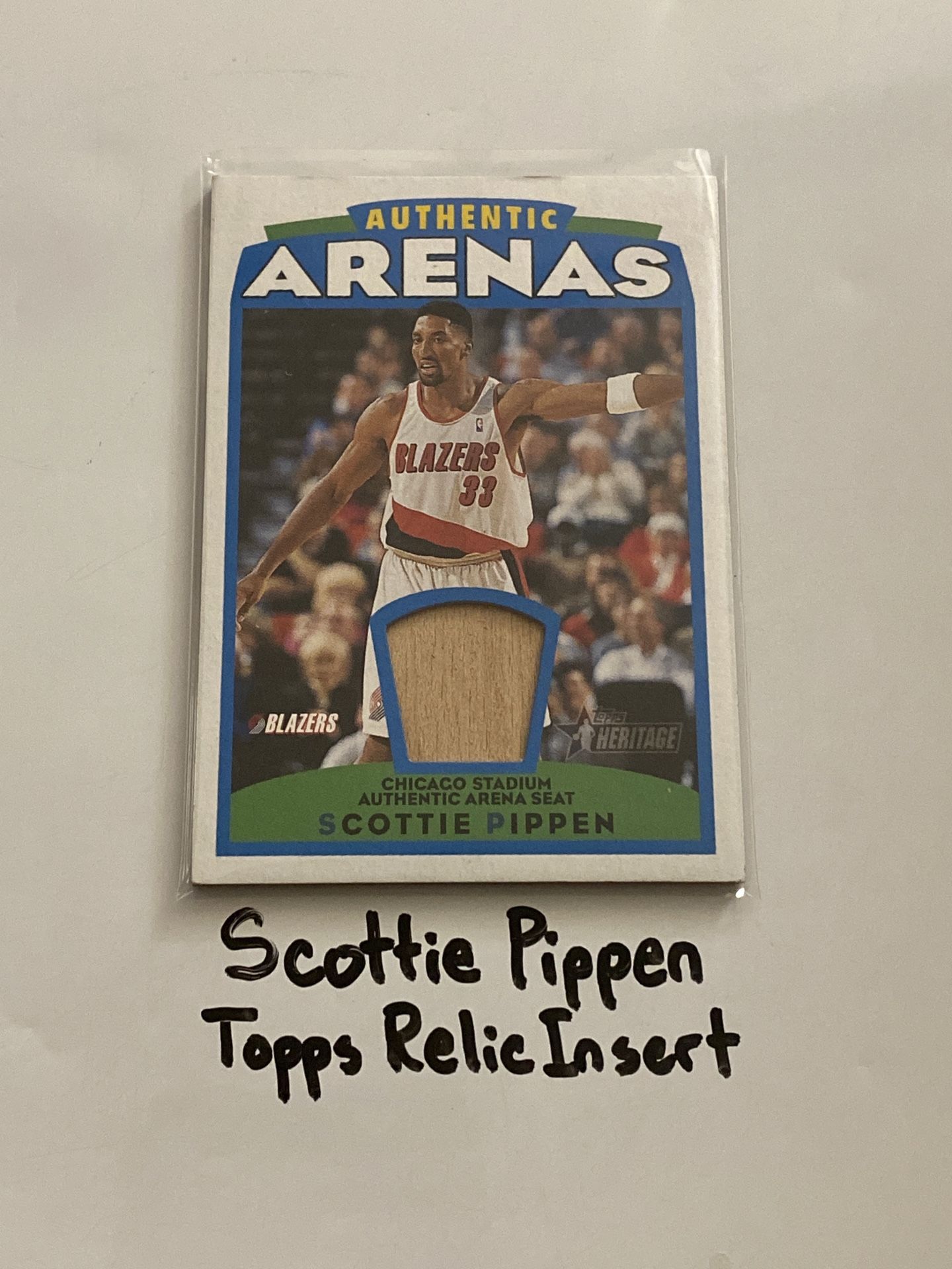 Scottie Pippen Portland Trailblazers Hall of Fame Forward Topps Short Print Relic Insert Card.