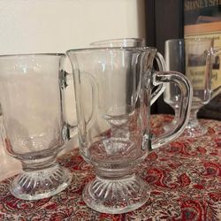 Set of 4 Clear Glass Irish Coffee Mugs