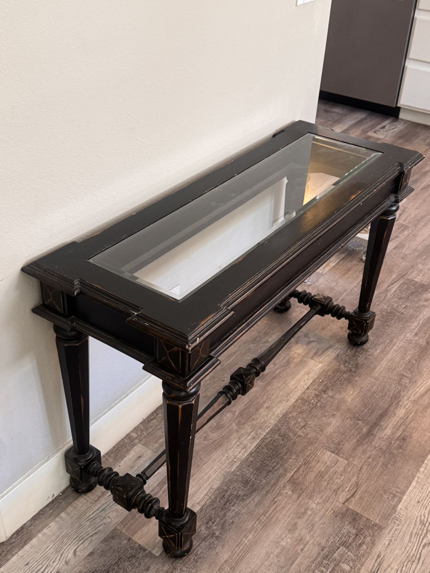 Glass Too Wooden Console -side Table
