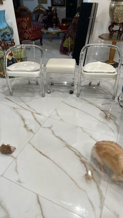 Lucite Acrylic Chair and Ottoman Set