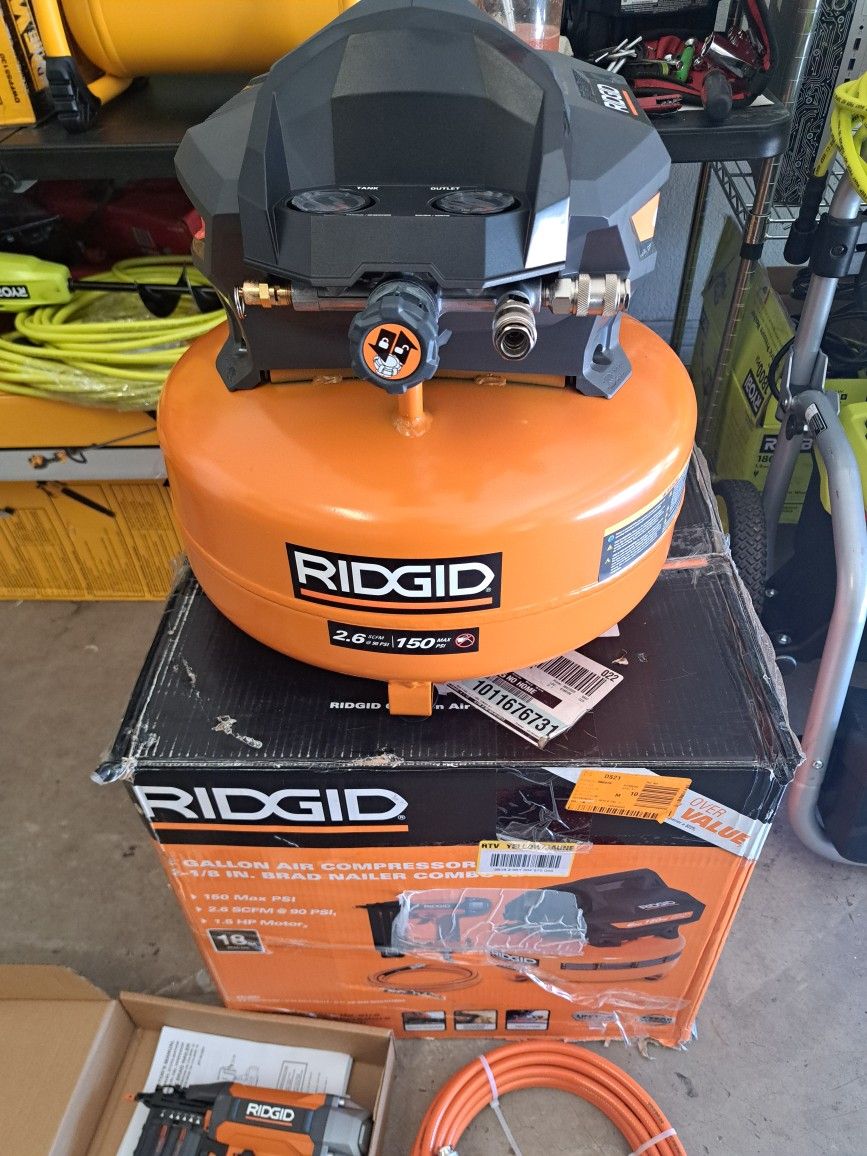 6 Gal. 150 PSI Portable Electric Oil-Free Jobsite Pancake Air Compressor with 25 ft. Air Hose and 18GA Brad Nailer