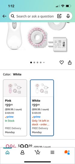 Clarisonic Facial Cleansing Brush System, Mia 2 Sonic Scrubber Face with a New Brush Head (White