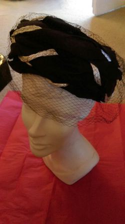 Vintage navy and white dress hat