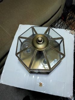 1960s Retro Brass Hexagon Ceiling Light