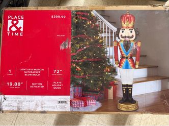 Place & Time 72" Light Up Musical Motion Activated Nutcracker Blow Mold