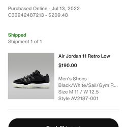 Jordan 11 72-10 low DS size 11