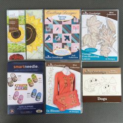 Lot of 6 Sewing Machine Embroidery CD's - Anita Goodesign and SmartNeedle