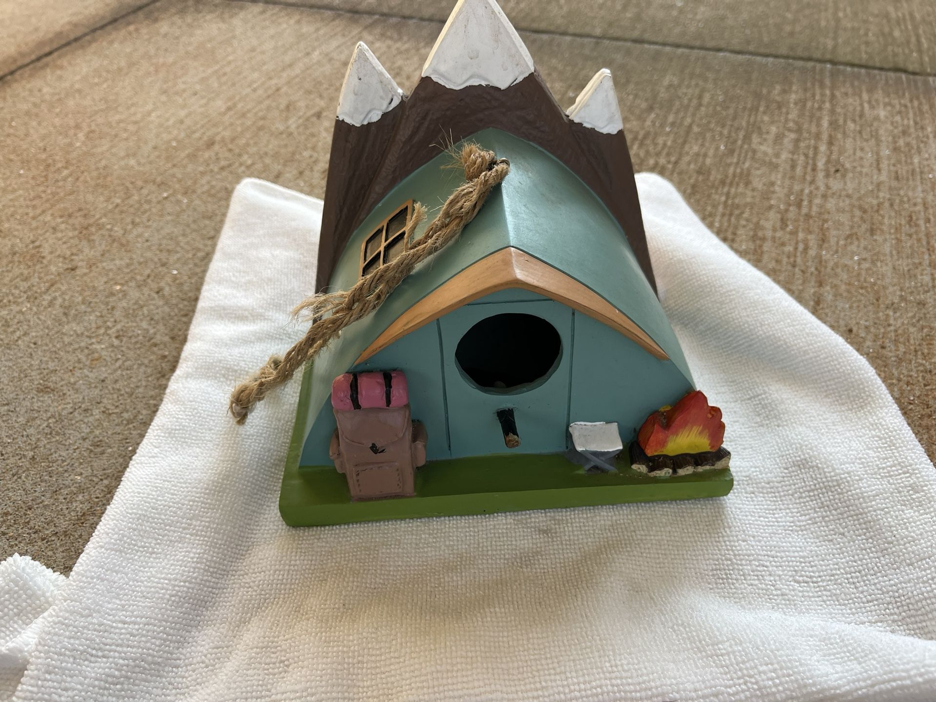 Cabin With Snow Topped Mountains Wood Birdhouse