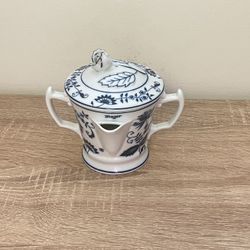 Delft Fett & Mager Blue Onion Porcelain Teapot w/ Lid & Double Spout