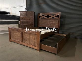 Full Solid Wood Bed With Twin Trundle FRAME + Chest $940