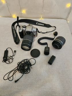 Canon EOS Digital Rebel DSLR Camera Kit w/ 2 Lenses, Accessories & Stroboframe Bracket