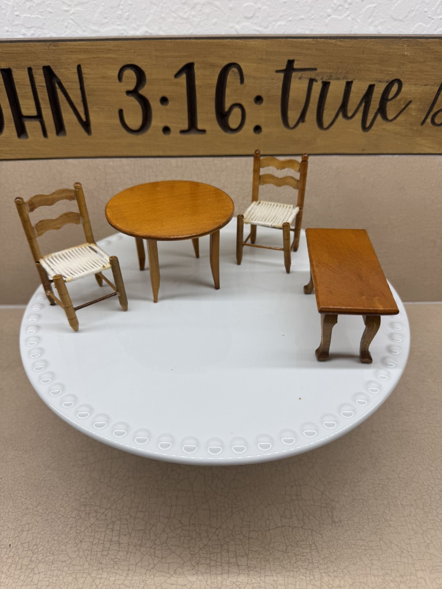 7 Piece Vintage Wooden Doll House Furniture
