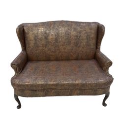 Traditional Style Embossed Crocodile Sofa Loveseat