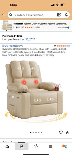 Oversized Electric Heat , Massage, Rocker Recliner