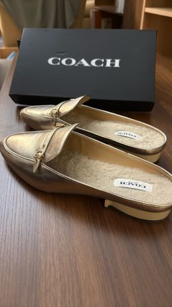 Coach Irene Shearling mule Platinum Champagne