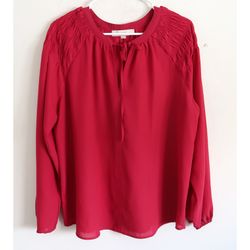 LOFT Pink Long Sleeve Blouse - Size Medium