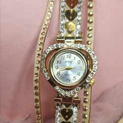 Watch, Earrings, & Rhinestone Decor for Nails