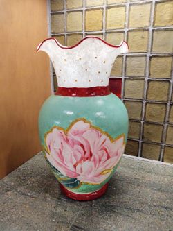 Hand Painted Glass Flower Vase 