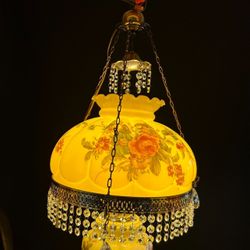 Victorian Style Electrified Hanging Lamp 