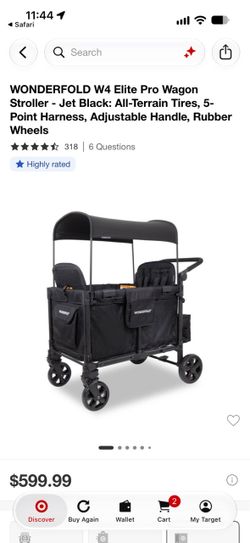 WonderFold W4 Elite Pro Wagon Stroller Jet Black