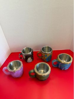 5pc Handmade Artisan Faux Stone Tankard Shot Glass Set