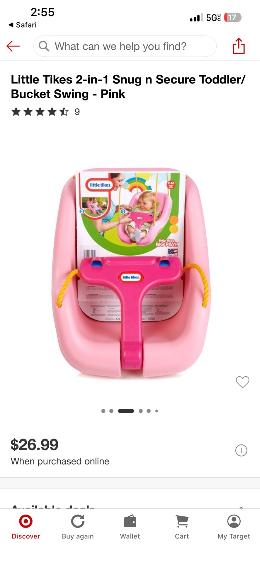 The Little Tikes 2-in-1 Snug ’n Secure Swing in Pink