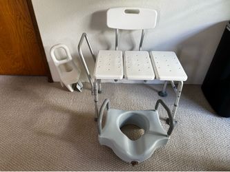 Bathing Chair & Toilet Riser Seat Medical Aid  Bundle Deal - Bath / Shower Chair - Medical Bathtub Safety Handle - Toilet Riser Seat with Arms - Excel