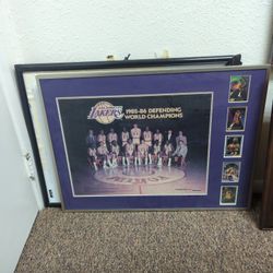 Vintage Lakers Poster With Player Cards