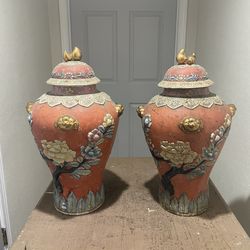 Twin Chinese Ceramic Vases