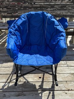 Blue Folding Padded Moon Chair with Rocker Base