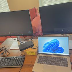 14 inch DELL Laptop and 24 inch monitors!