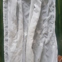 Pair of Panels White Sheer Embroidered Curtains