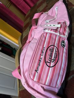 Softball bag, helmet, and glove