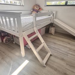 Cama Tipo Loft Baja Para Niños + Colchón 