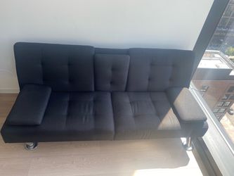 Black Tufted Futon Sofa Bed