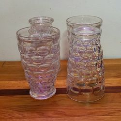 Vintage Federal Glass Yorktown Iridescent Thumbprint 5" Glasses Set of 4