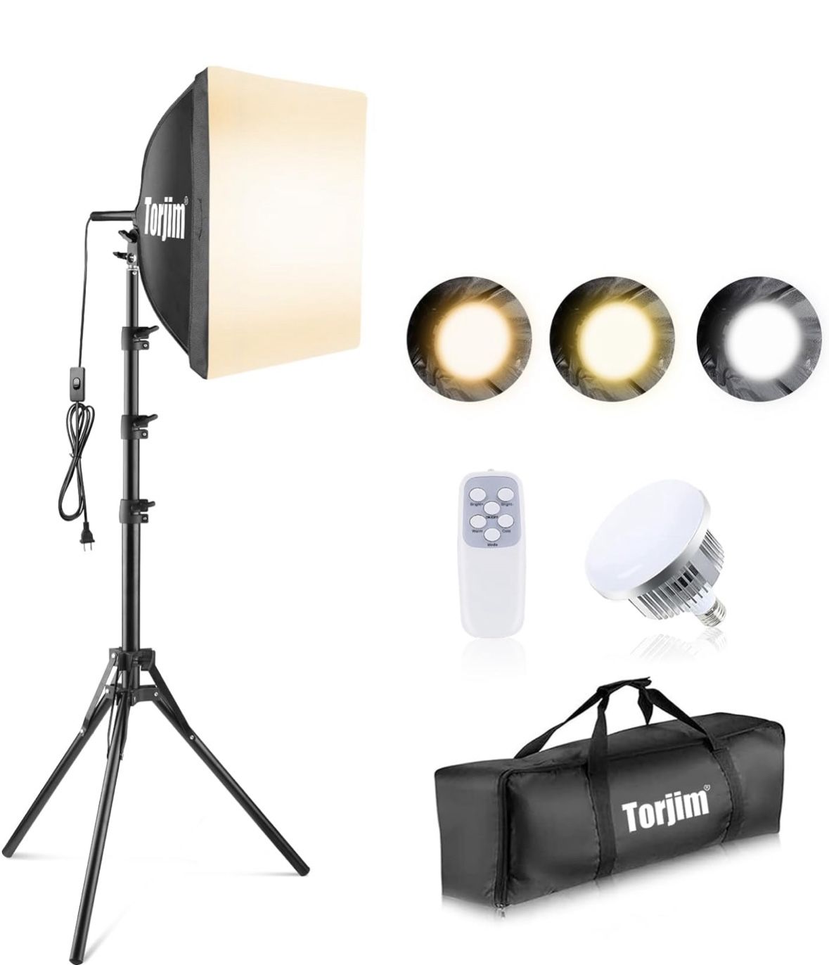 Torjim Softbox Photography Lighting Kit, 16'' x 16'' Professional Softbox Lighting Kit New