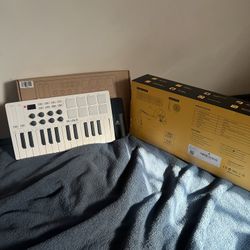 professional midi keyboard and studio microphone for recording 