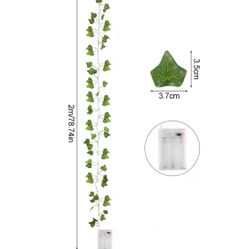 2 M Leaves Fake Creeper Green Leaf Ivy Vine LED String Lights for Home Wedding Hanging Garland Artificial Plants Decor